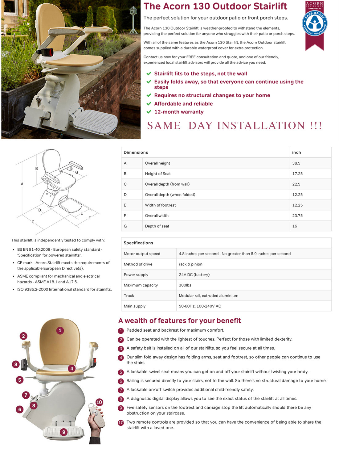 Bronx Outdoor Stairlift